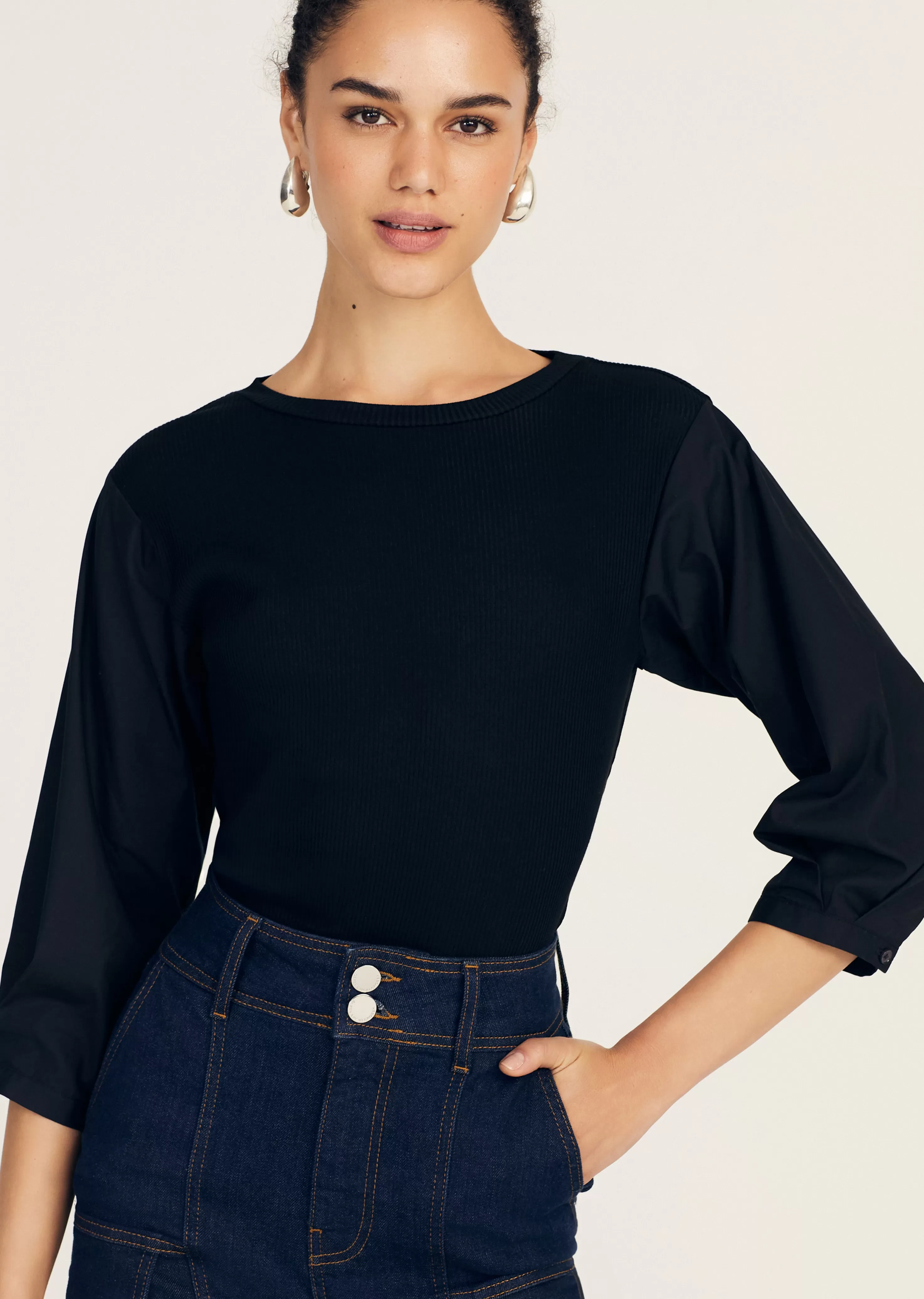 Derek Lam Arnaldo Mixed Media Tee Black Best