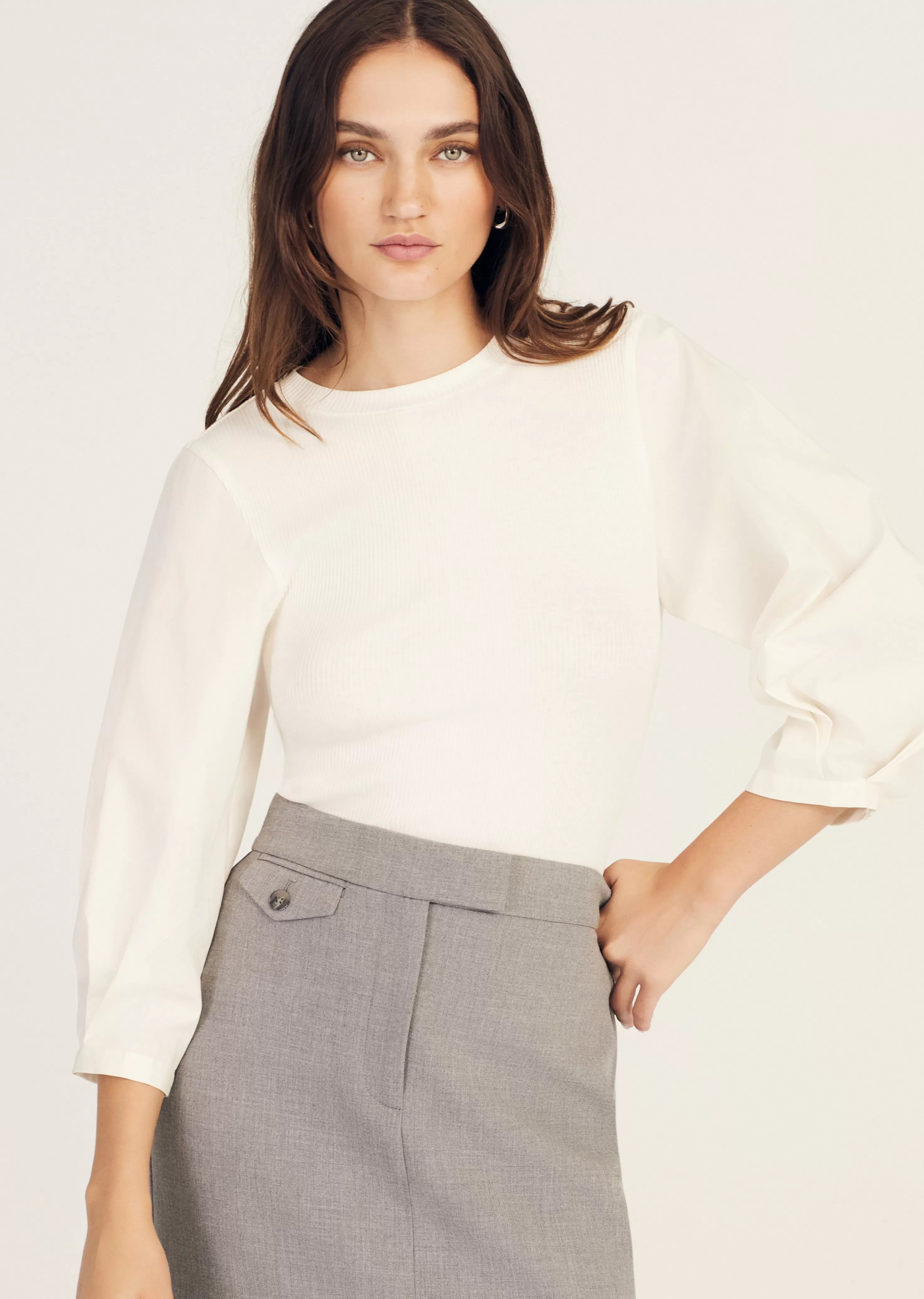 Derek Lam Arnaldo Mixed Media Tee Softwhite Discount