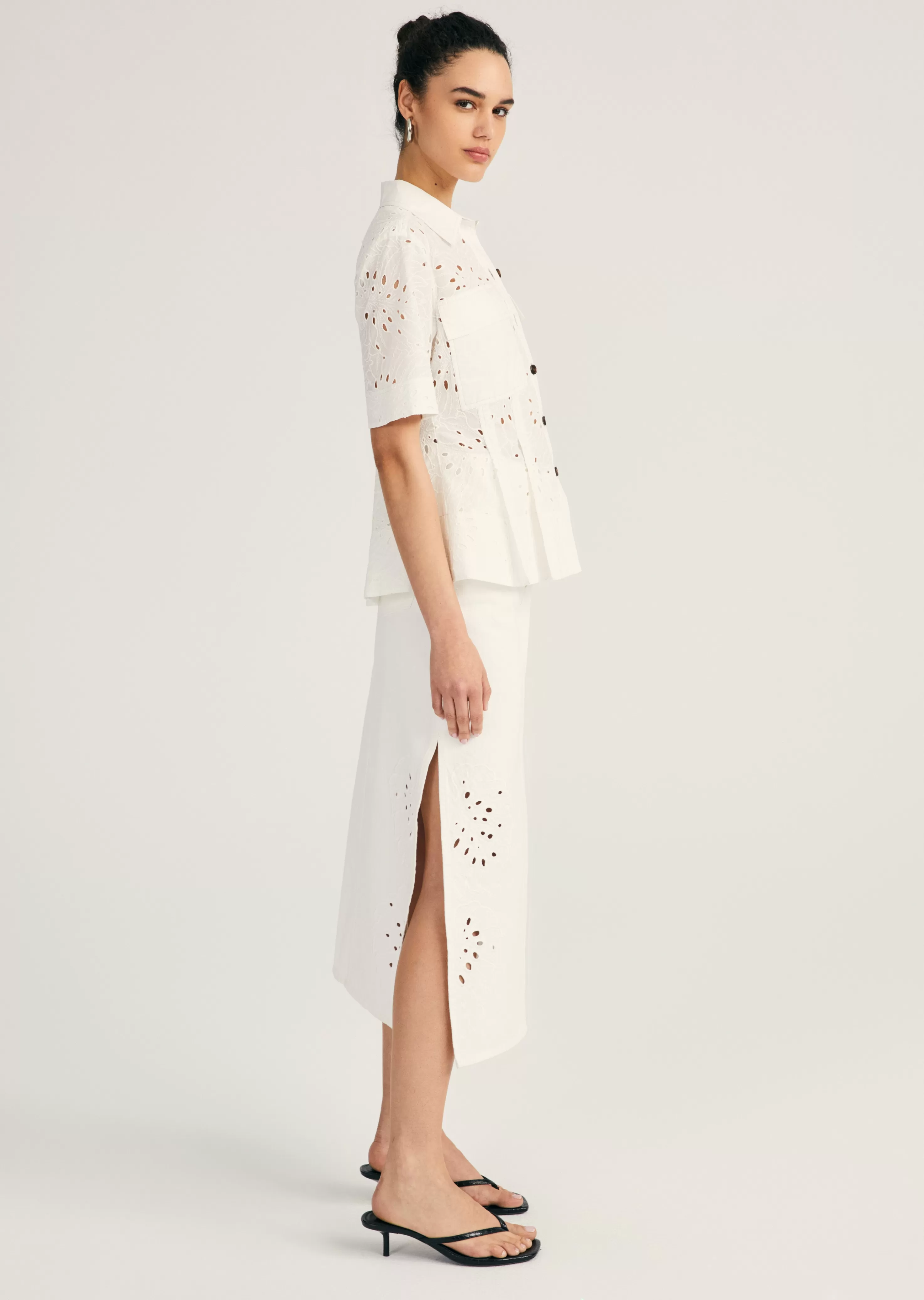 Derek Lam Cilou Short Sleeve Utility Shirt White-white Clearance