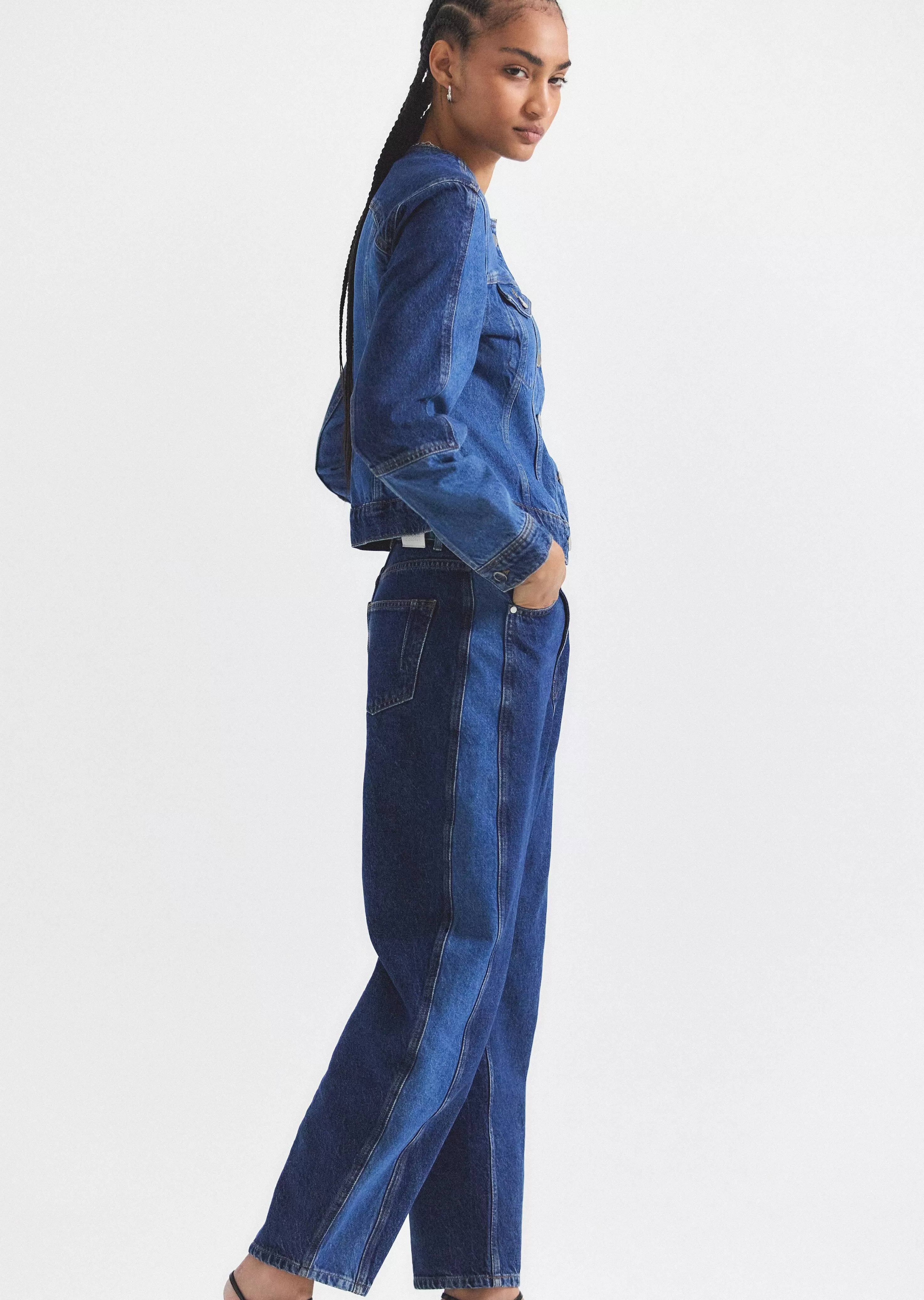 Derek Lam Denise Color Block Barrel Jean Skylermulti Store