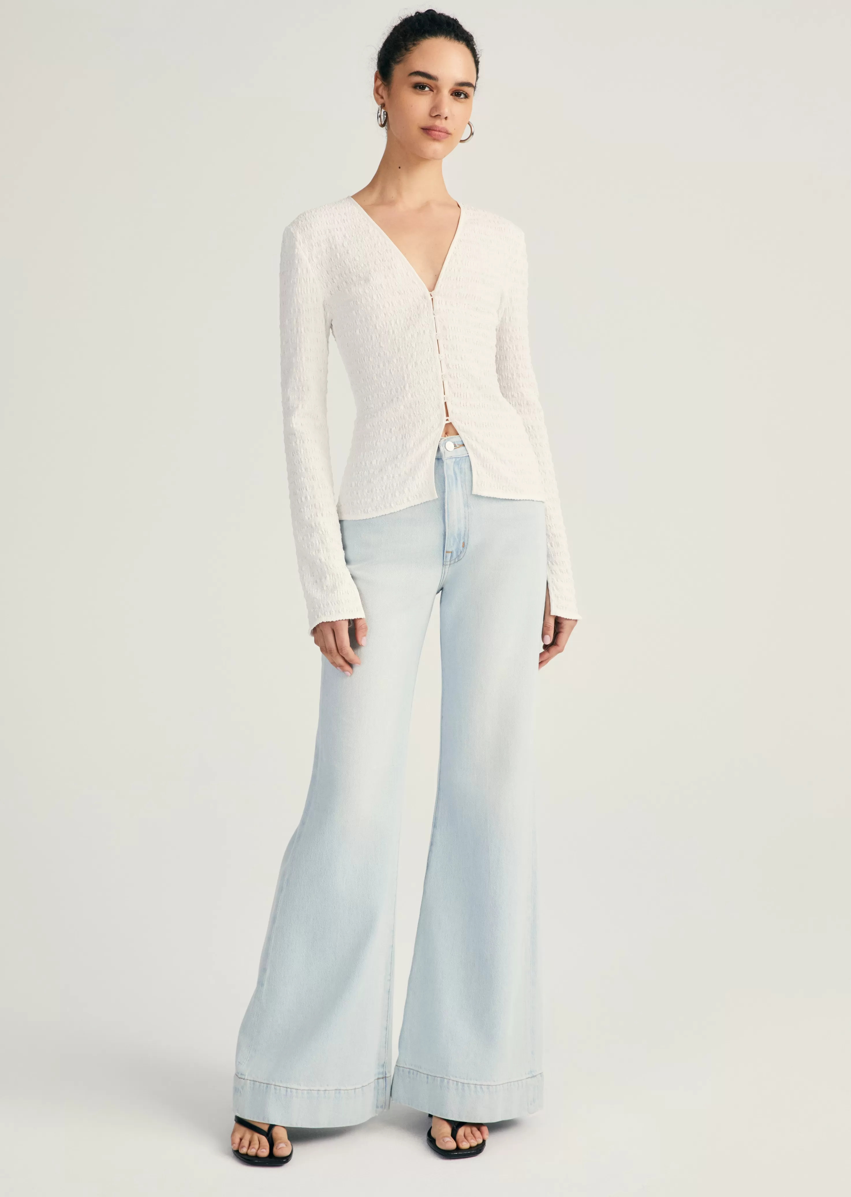 Derek Lam Esmee Long Sleeve Smocked Top Blancdeblanc Hot