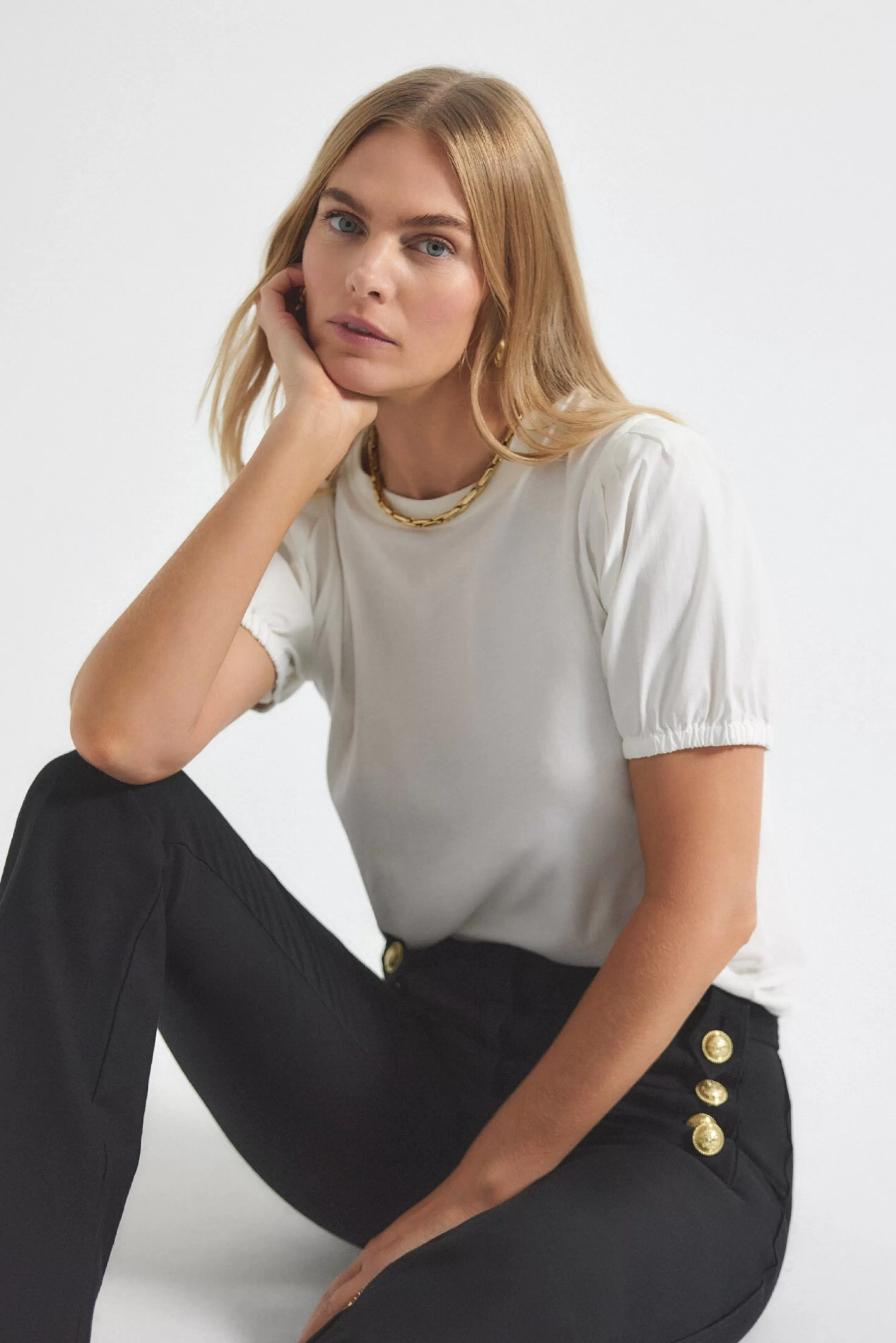 Derek Lam Eva Puff Sleeve T-Shirt Opticwhite Fashion