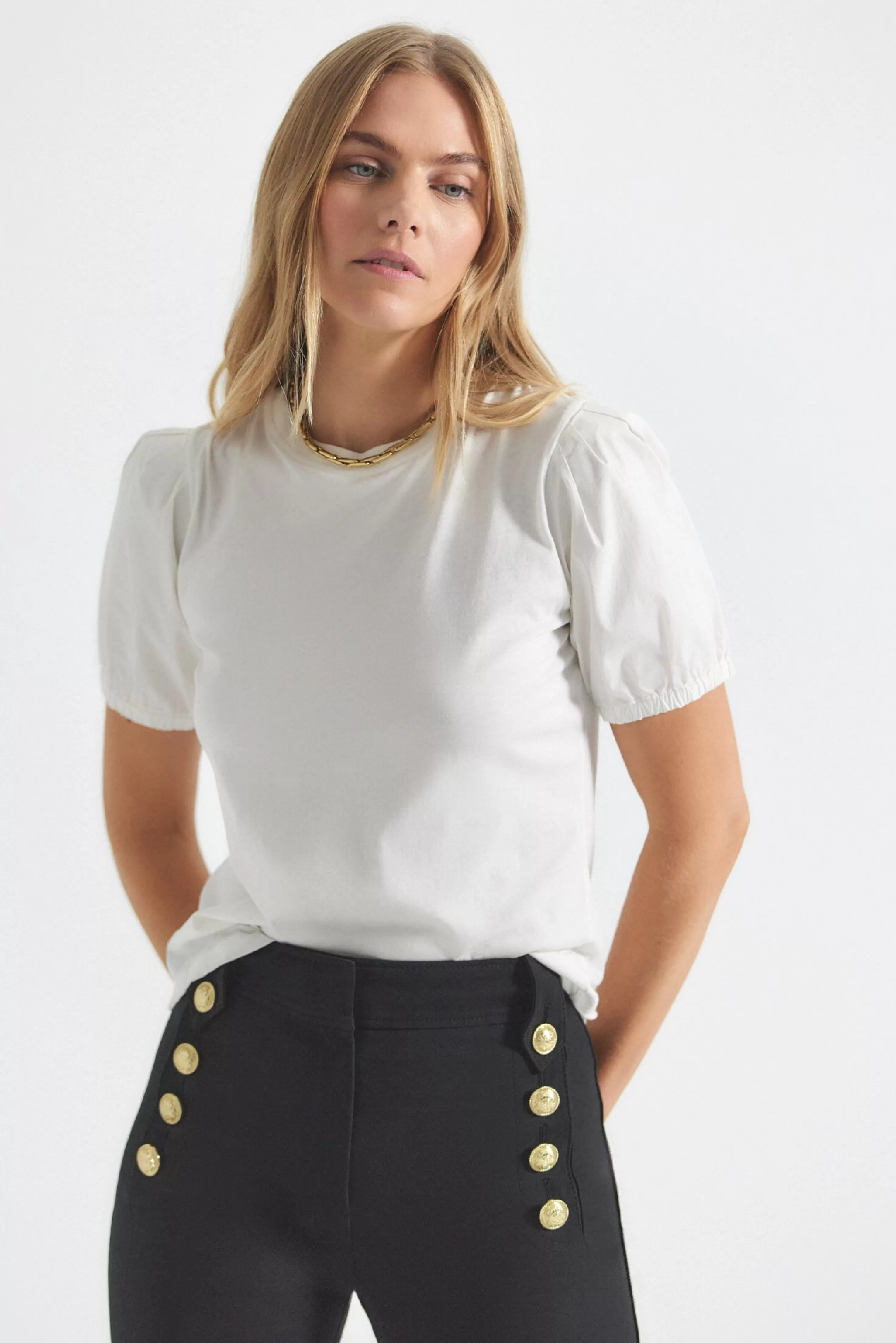 Derek Lam Eva Puff Sleeve T-Shirt Opticwhite Fashion