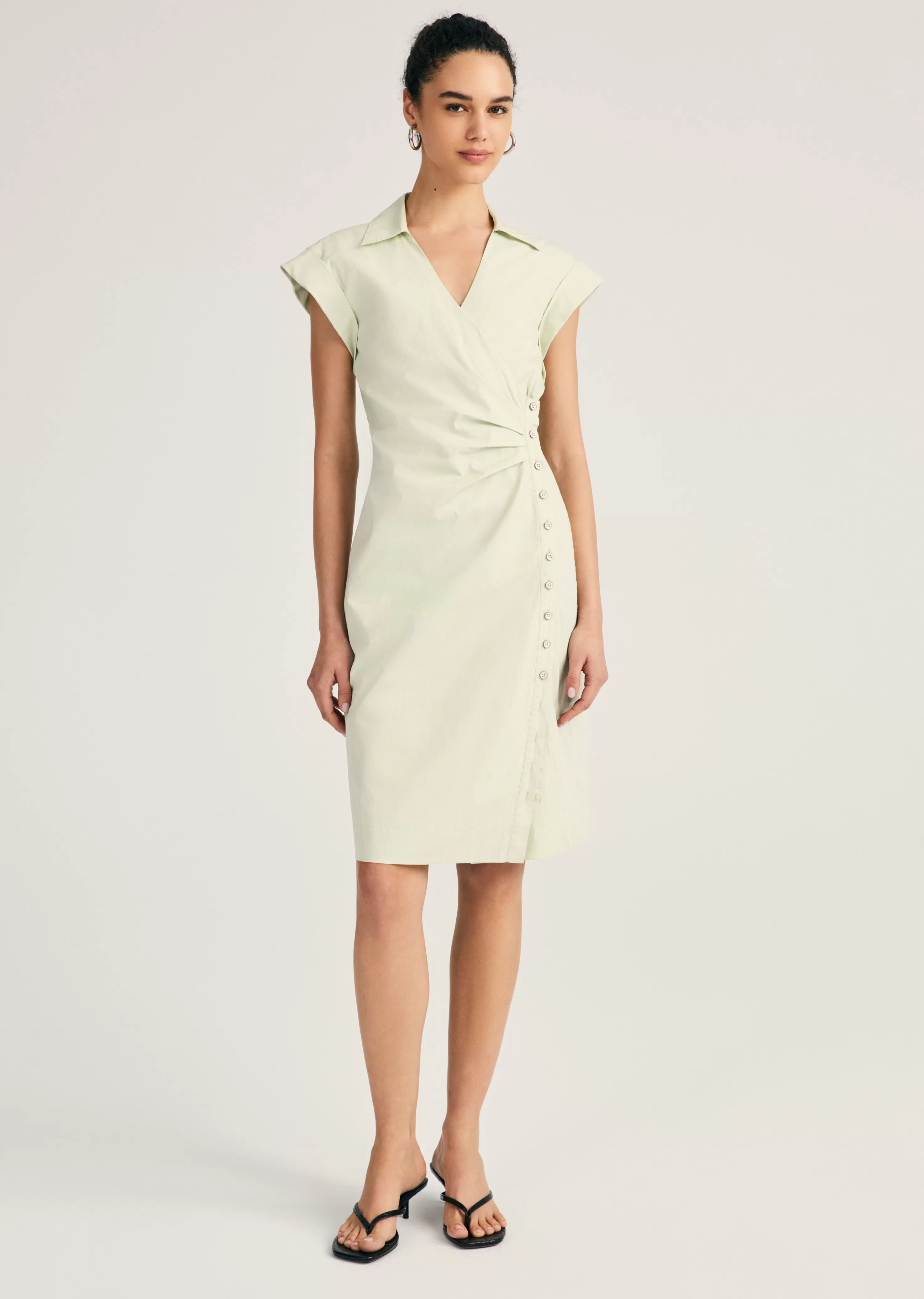 Derek Lam Evi Short Sleeve Buttoned Shirt Dress Jadeite Shop