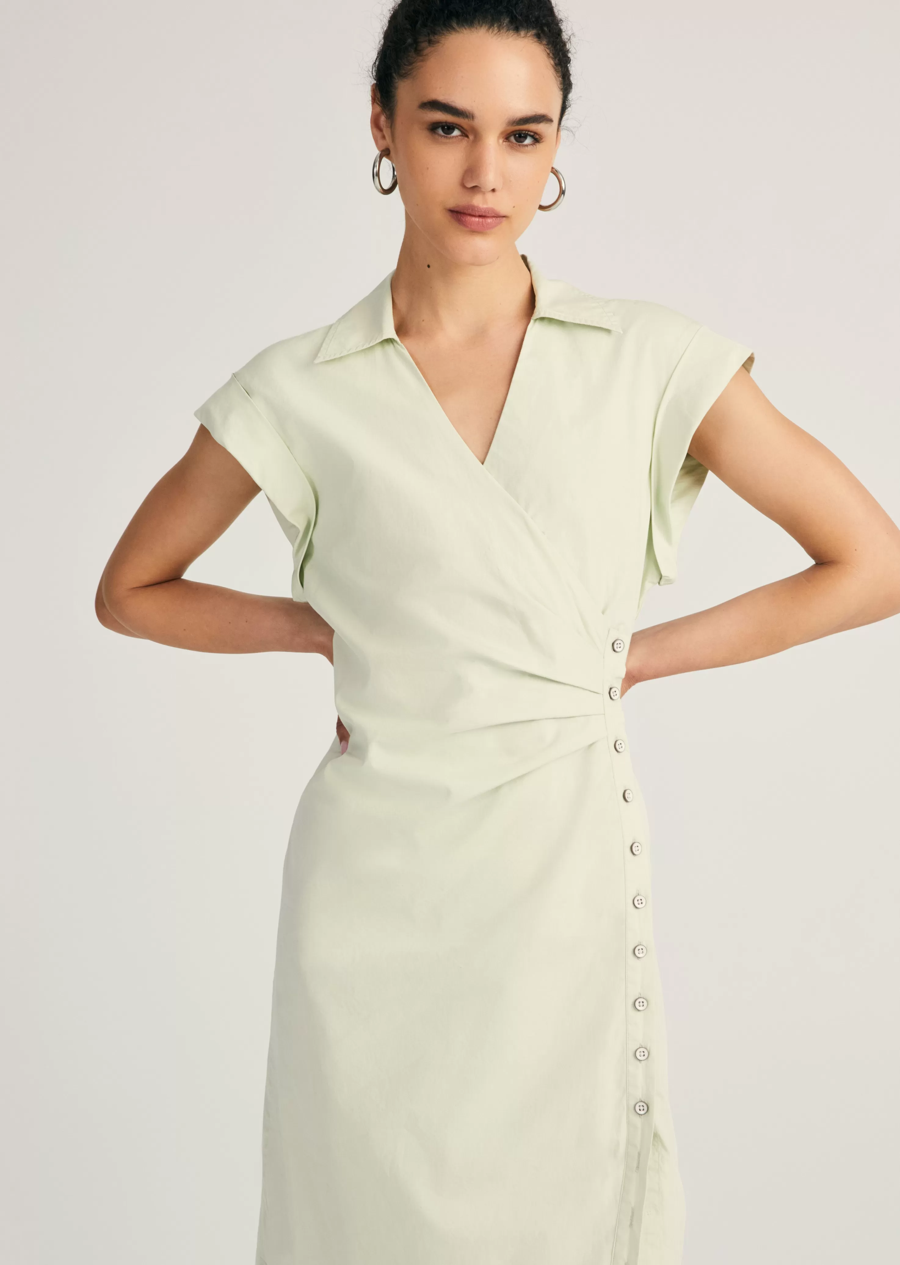 Derek Lam Evi Short Sleeve Buttoned Shirt Dress Jadeite Shop