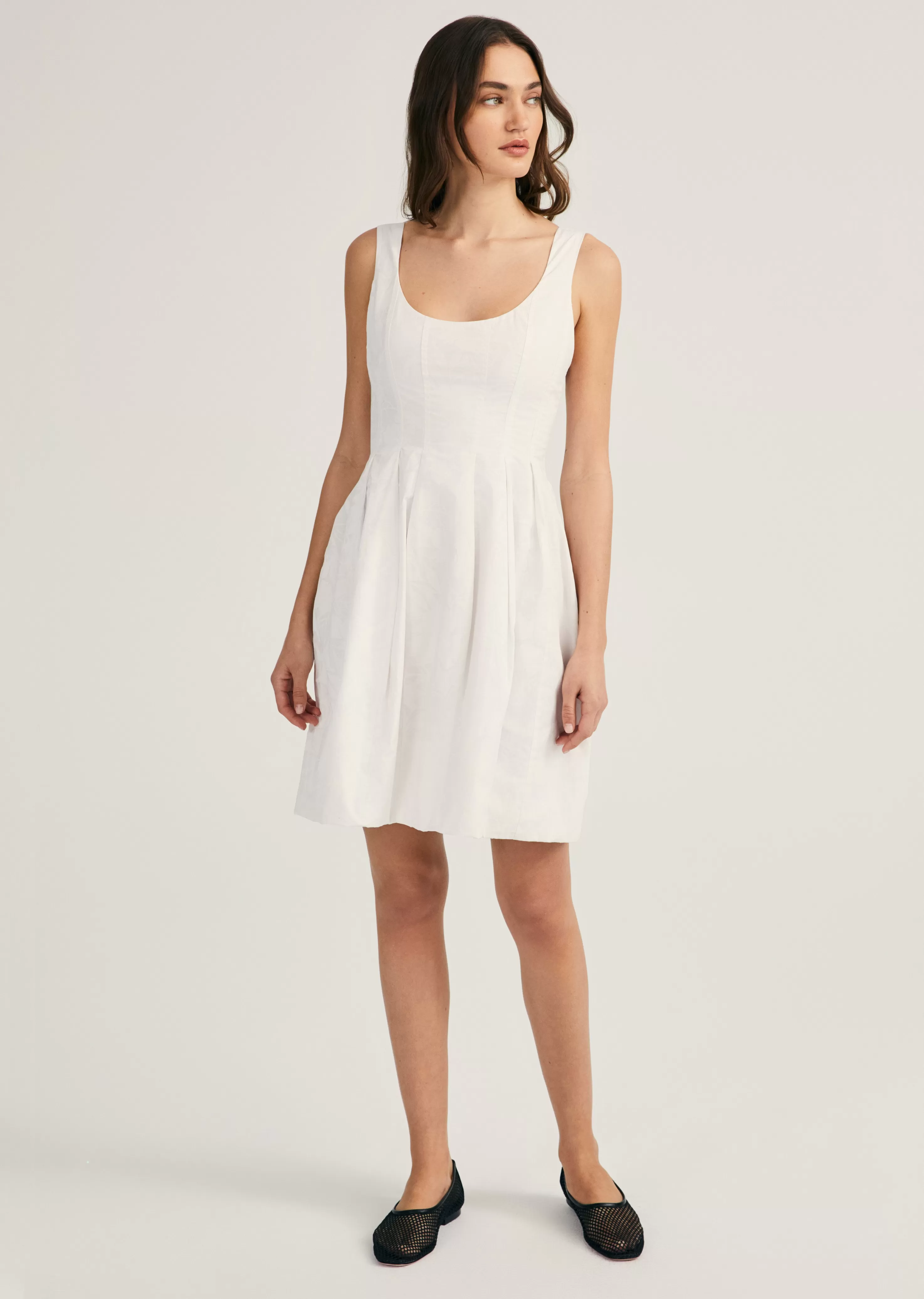 Derek Lam Jade Sleeveless Bubble Hem Dress White-white Outlet