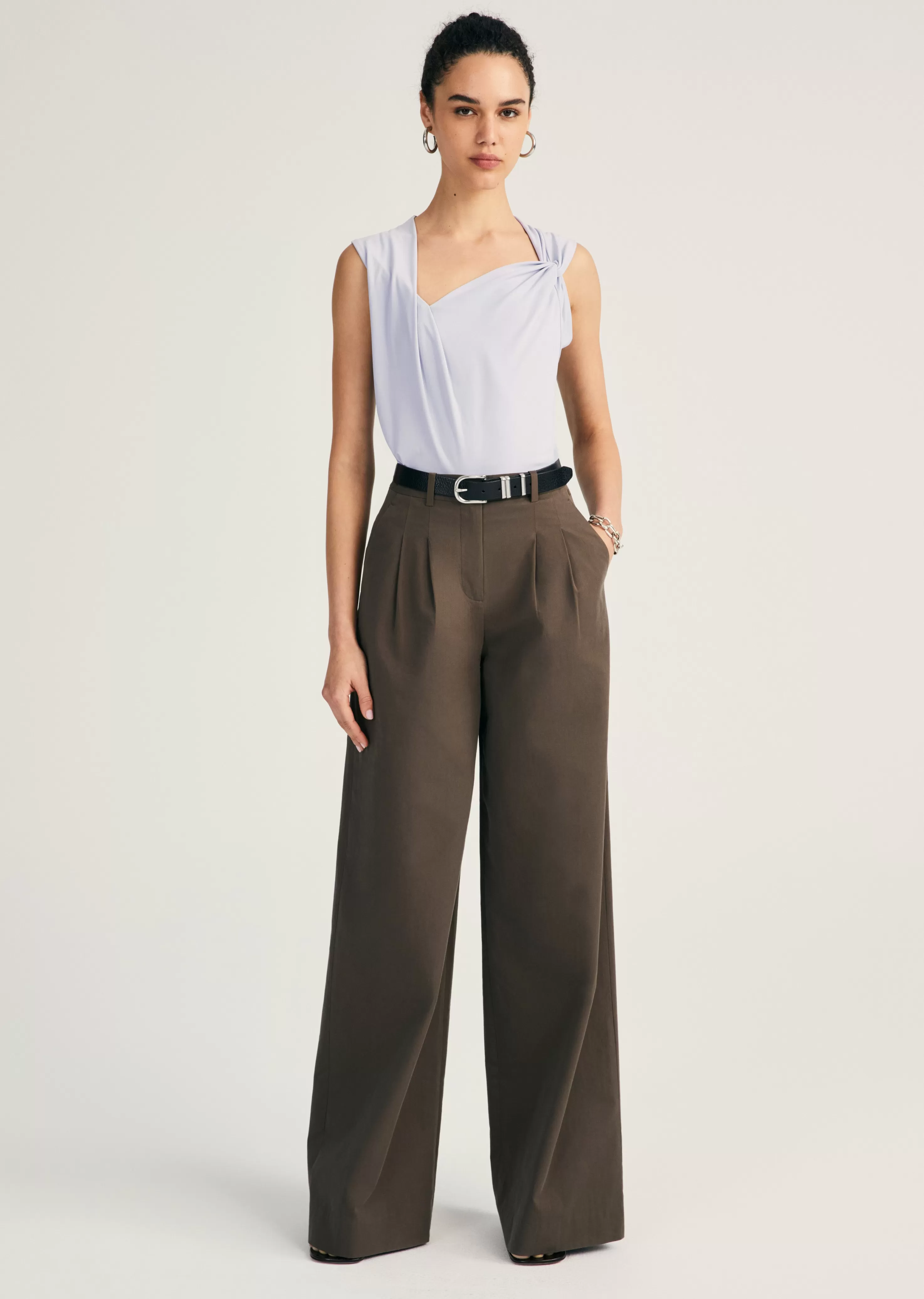 Derek Lam Juliana Wide Leg Pleat Front Trouser Shiitake Cheap