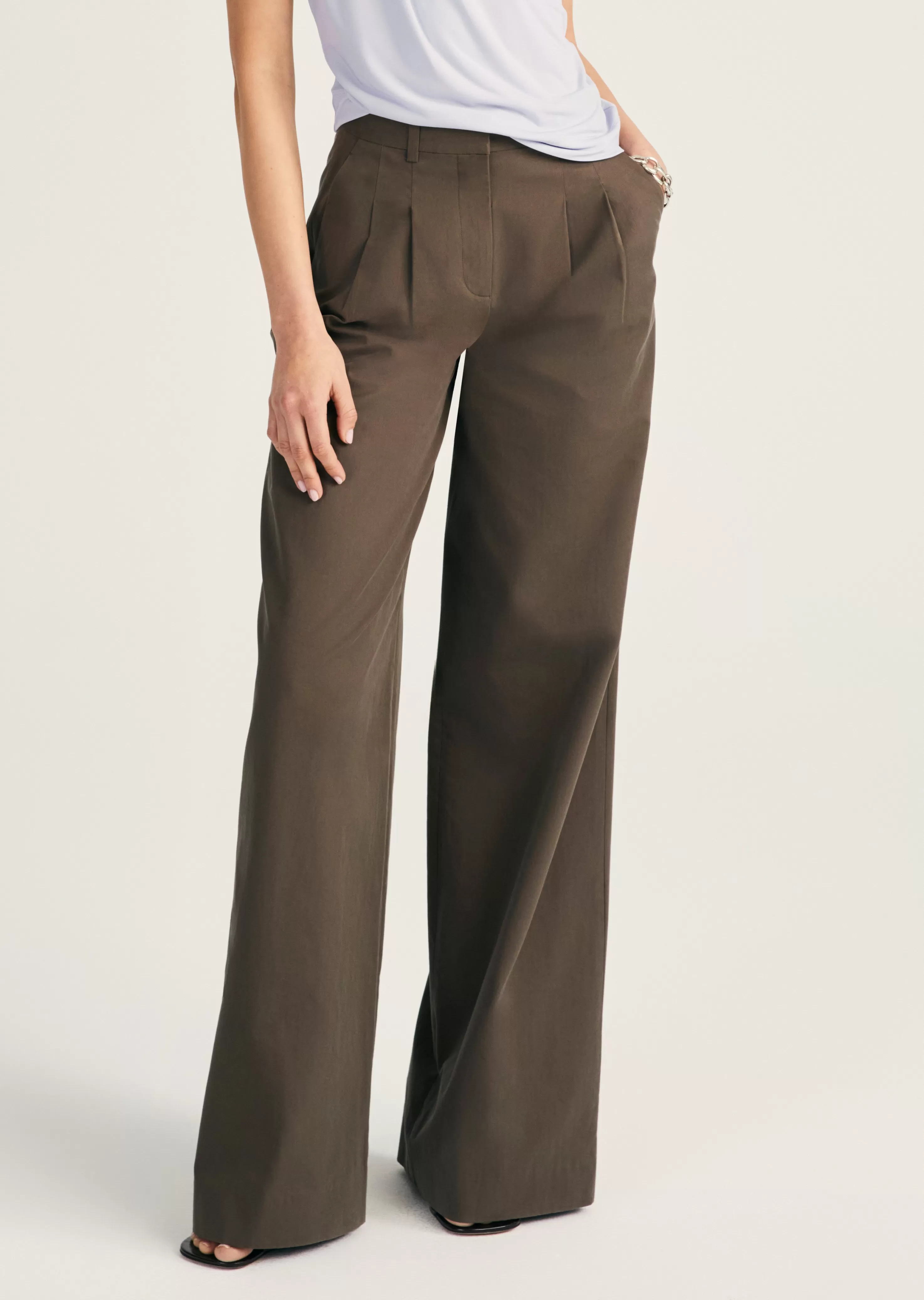 Derek Lam Juliana Wide Leg Pleat Front Trouser Shiitake Cheap