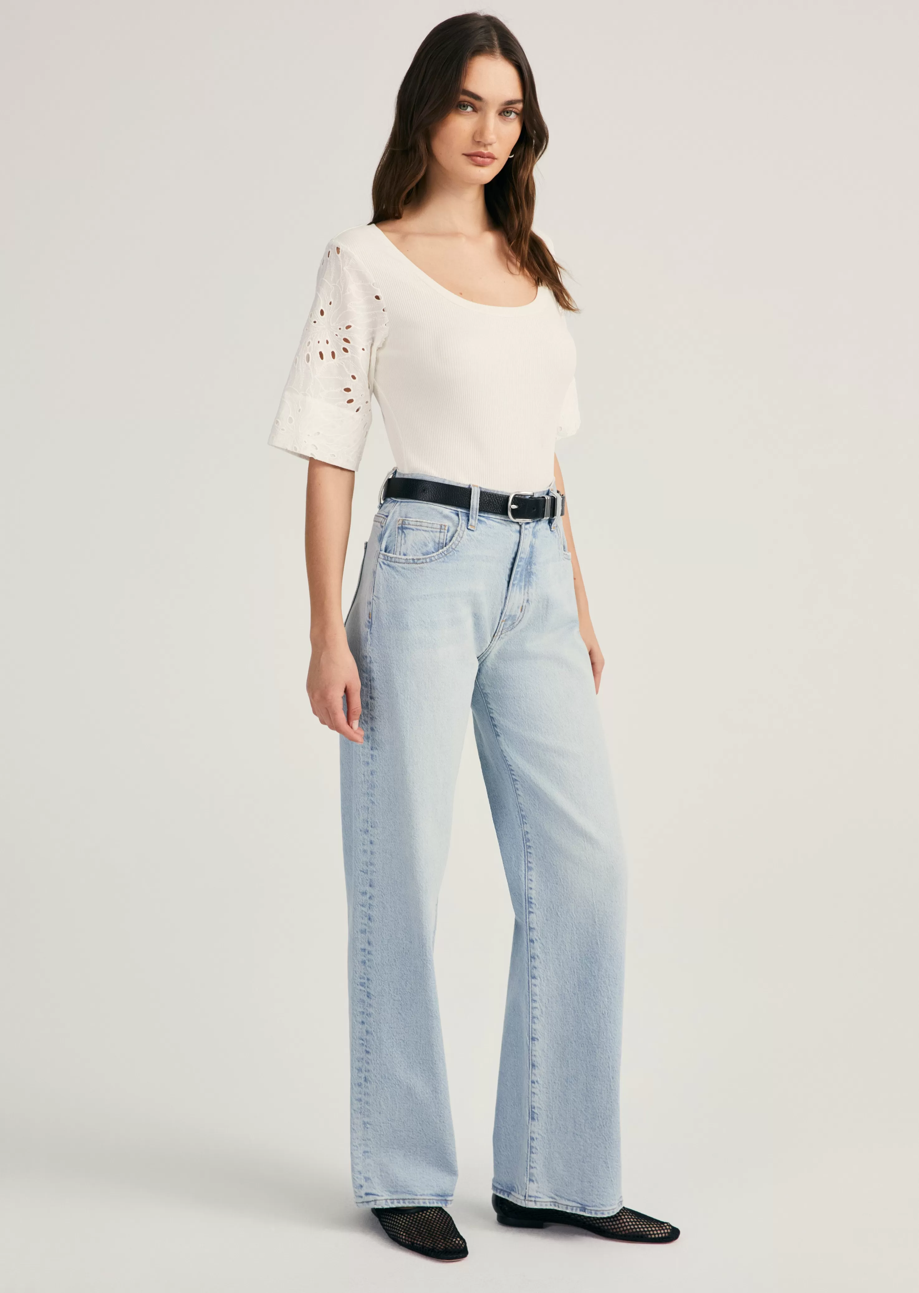 Derek Lam Margaux Mixed Media Tee Blancdeblanc Shop