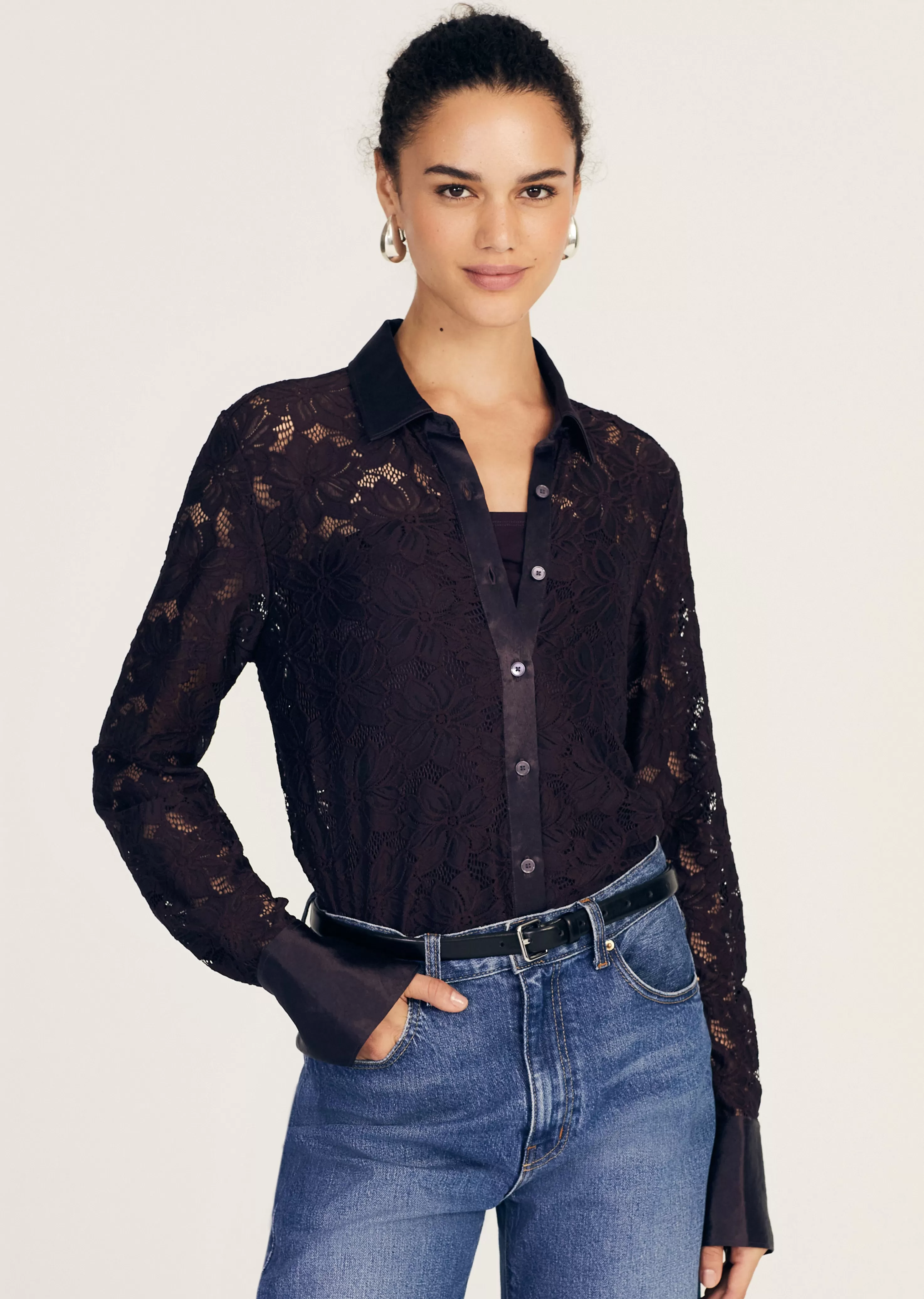 Derek Lam Raissa Button Down Top Aubergine Outlet