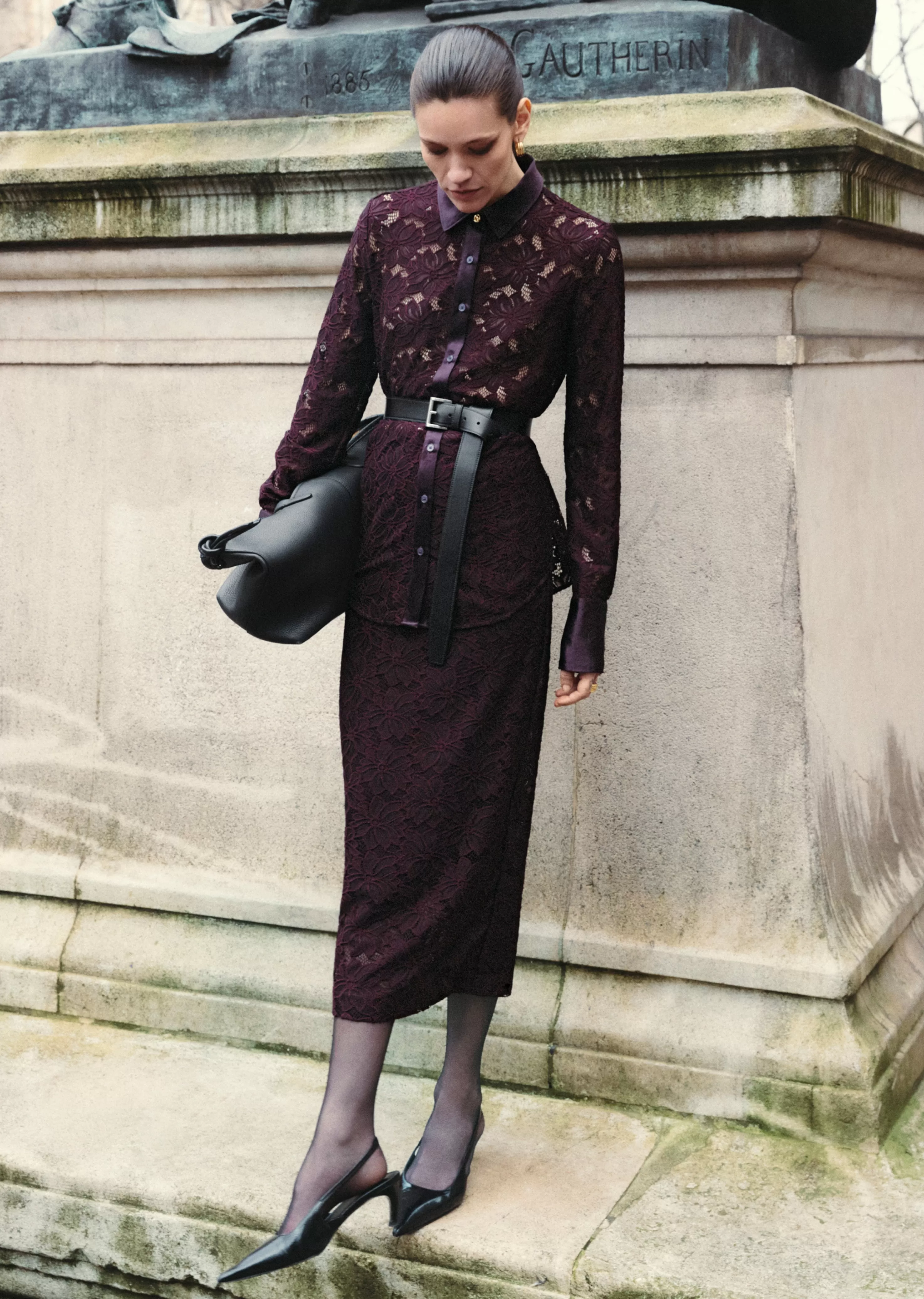 Derek Lam Raissa Button Down Top Aubergine Outlet