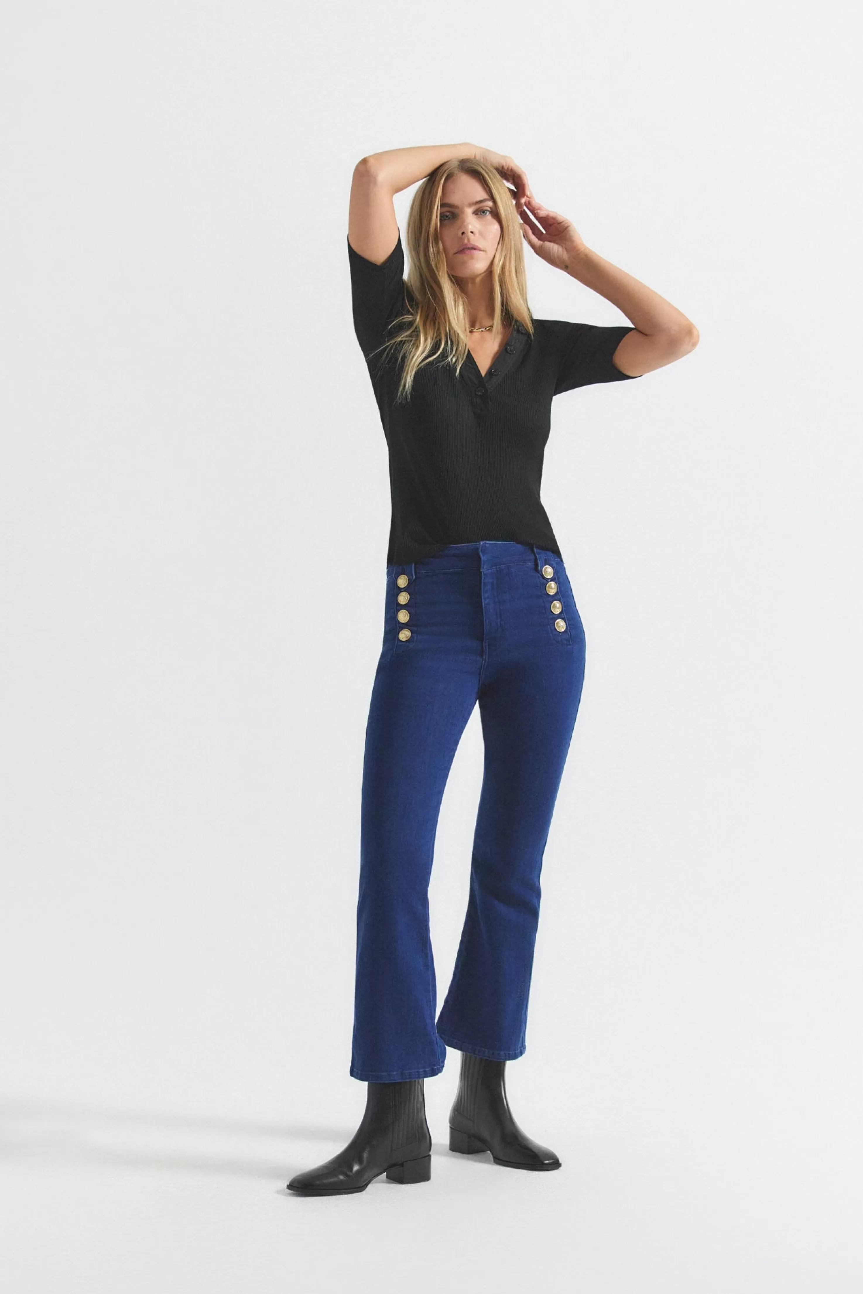 Derek Lam Robertson Crop Flare Jeans Darkwash Clearance