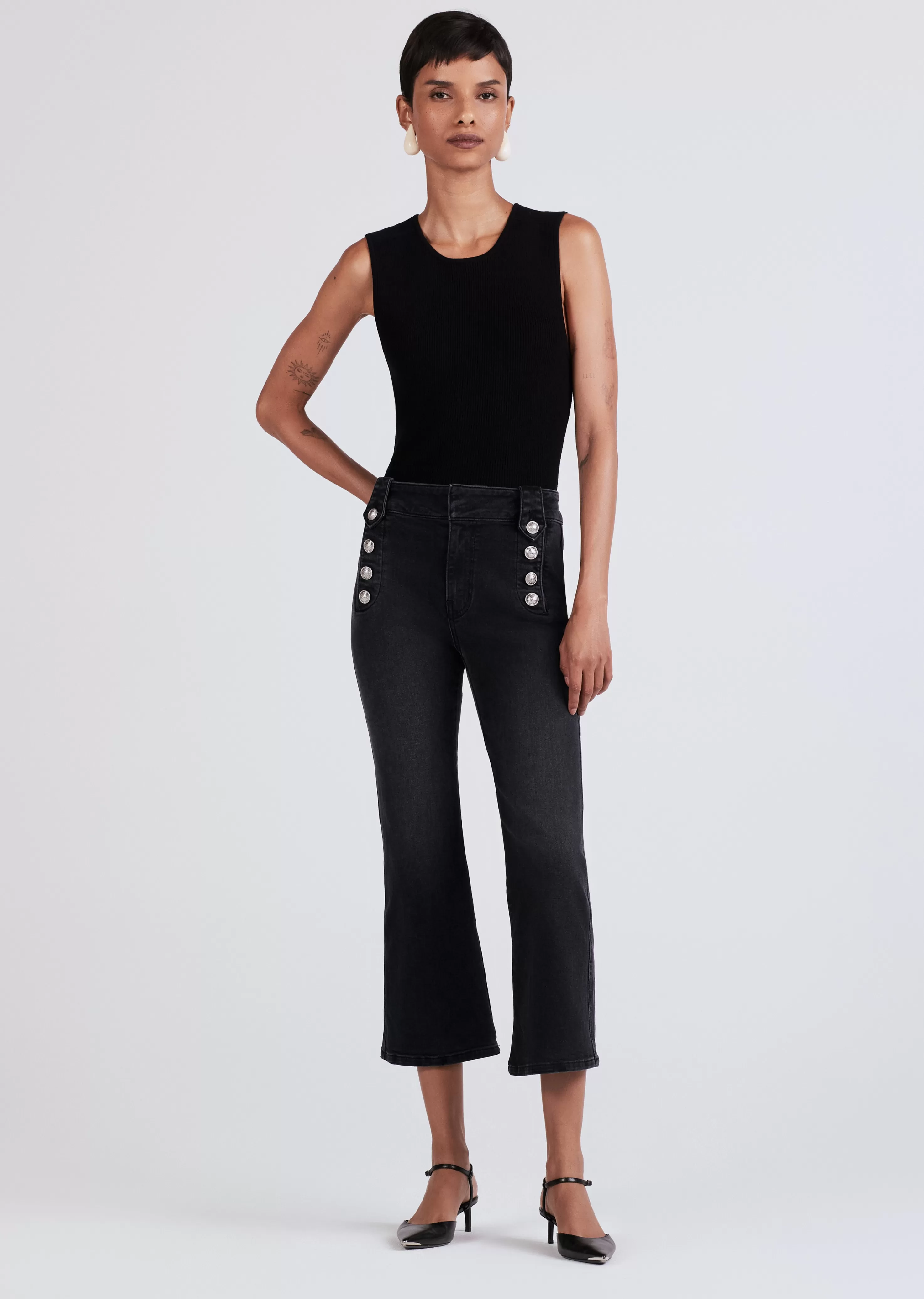 Derek Lam Robertson Crop Flare Trouser Noir New