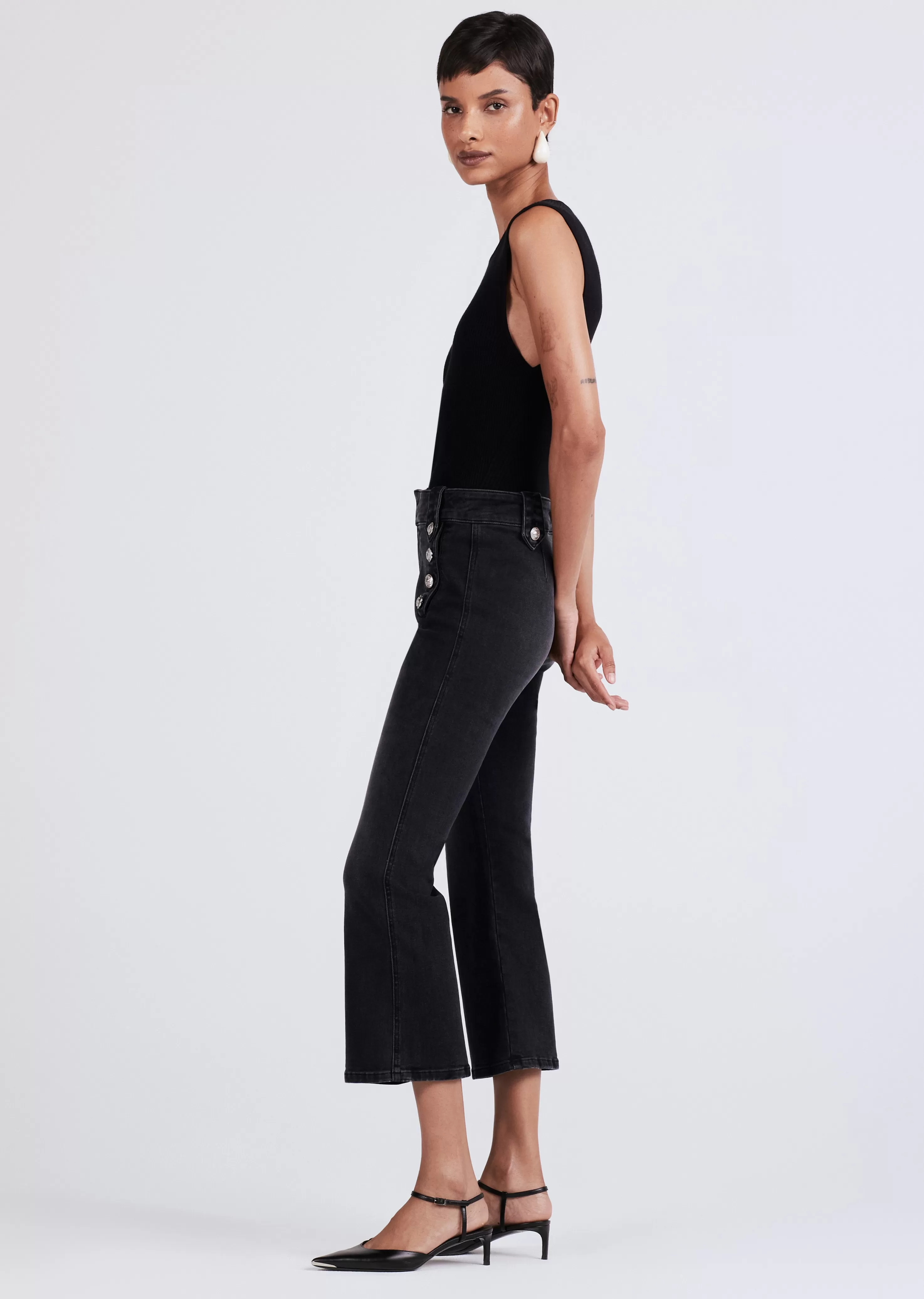 Derek Lam Robertson Crop Flare Trouser Noir New
