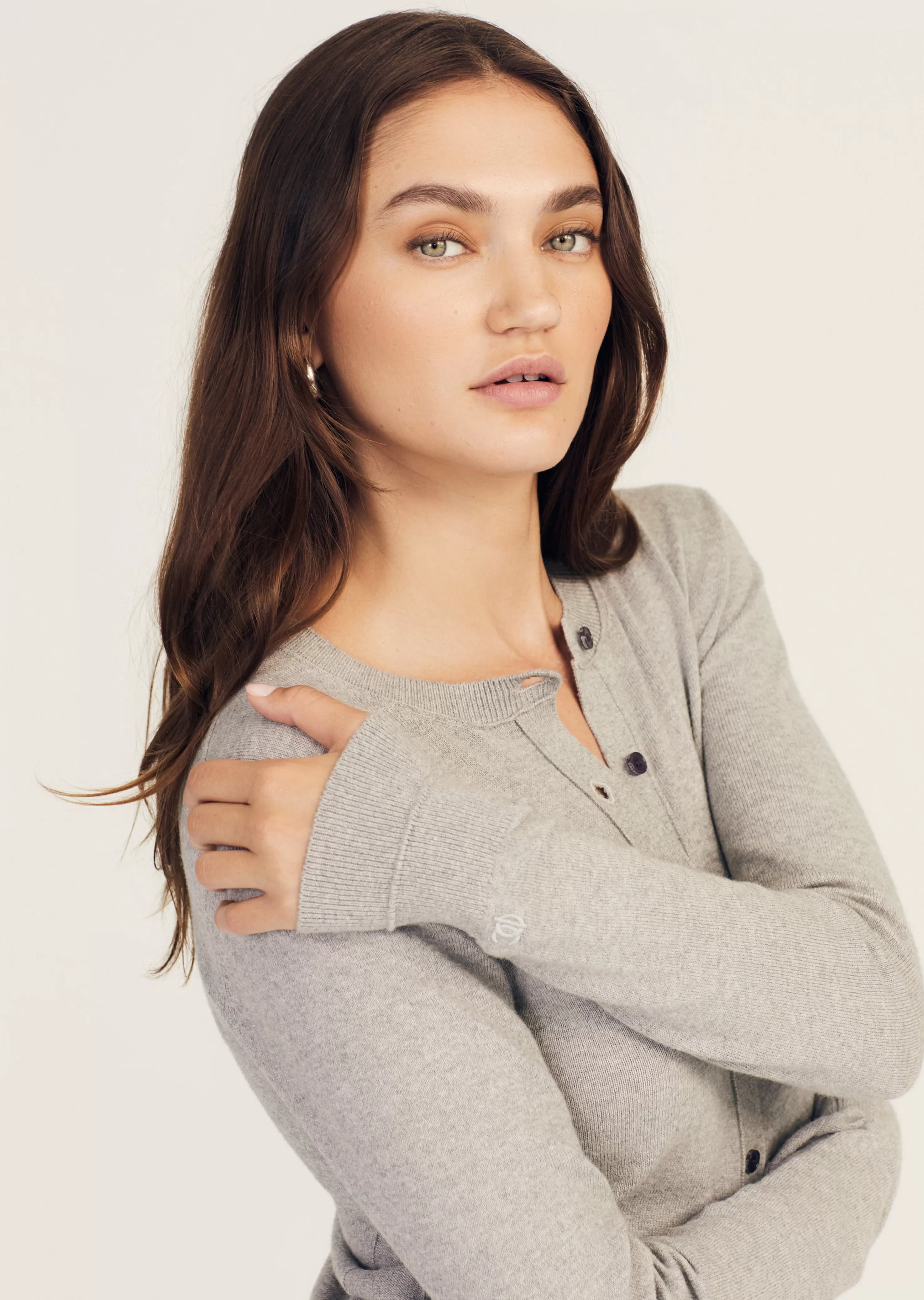 Derek Lam Thibeaut Long Sleeve Cardigan Mediumheathergrey Flash Sale