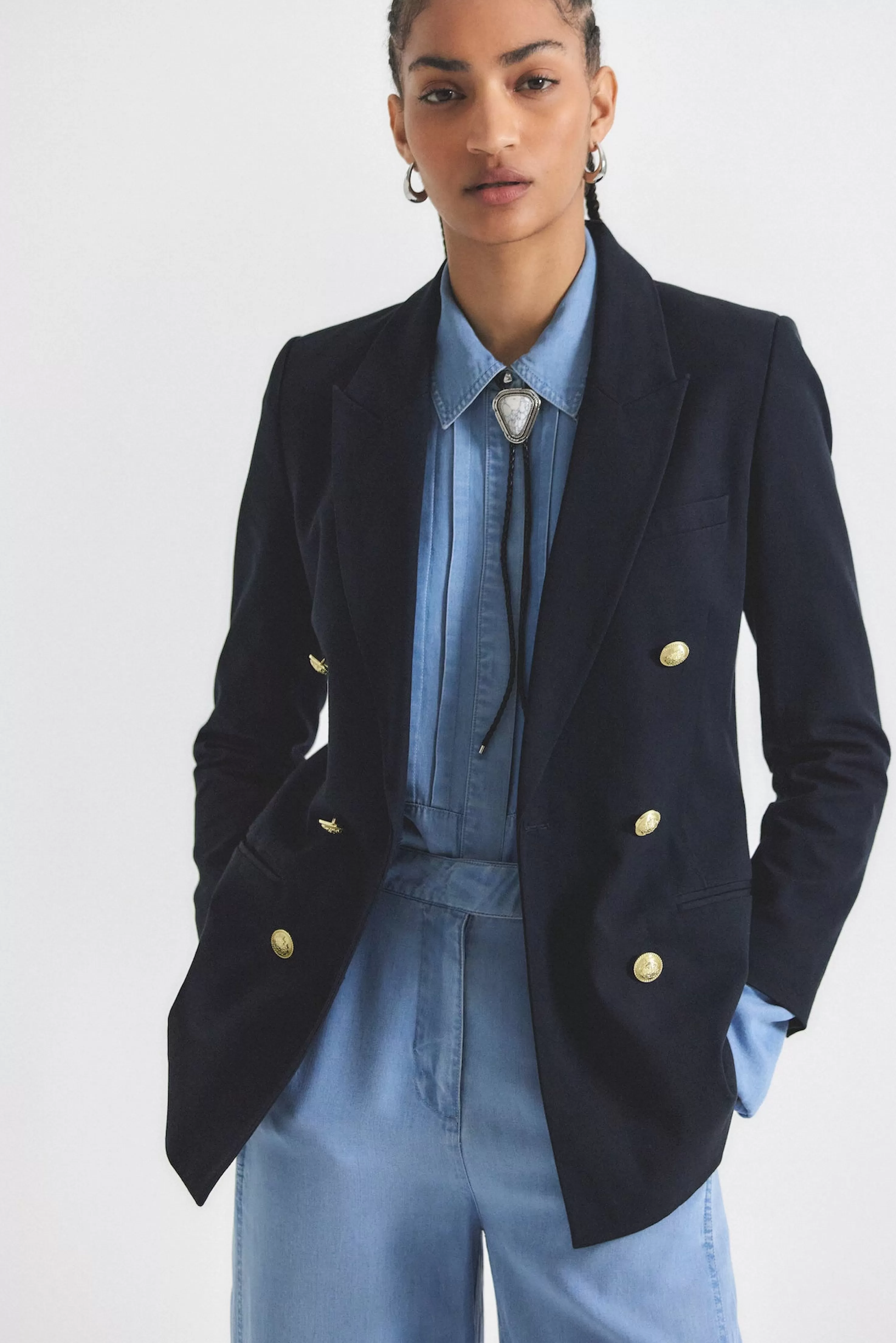 Derek Lam Walter Double Breasted Jacket Midnight Shop